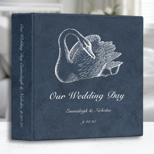 White Swan Navy Blue Wedding Scrapbook Album 3 Ring Binder