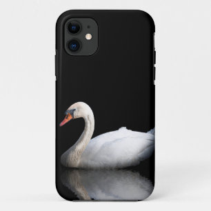 White swan on black iPhone 11 case