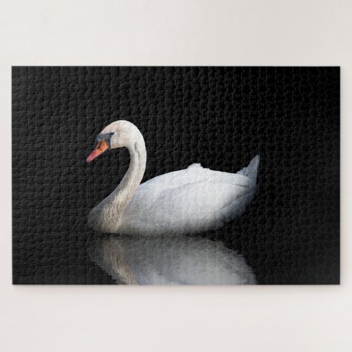White swan on black jigsaw puzzle