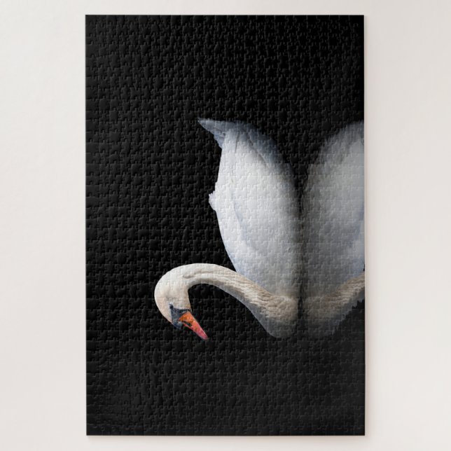 White swan on black jigsaw puzzle (Vertical)