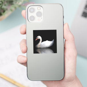 White swan on black sticker