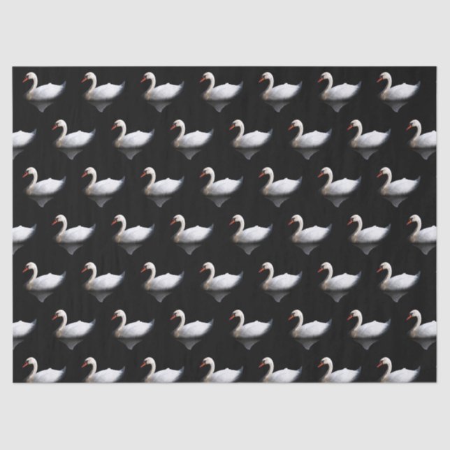 White swan on black tissue paper (Front)