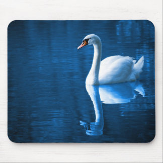 White Swan on Blue Waters Mousepad