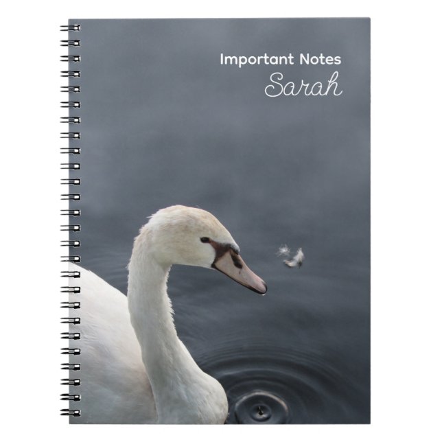 White Swan on Lake Personalized Notebook (Front)
