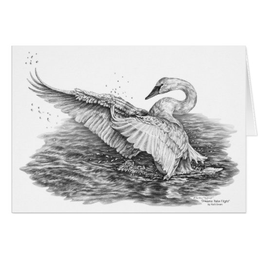 White Swan on Water Drawing by Kelli Swan (Front Horizontal)