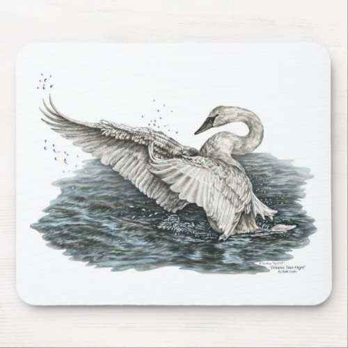 White Swan on Water Mouse Pad