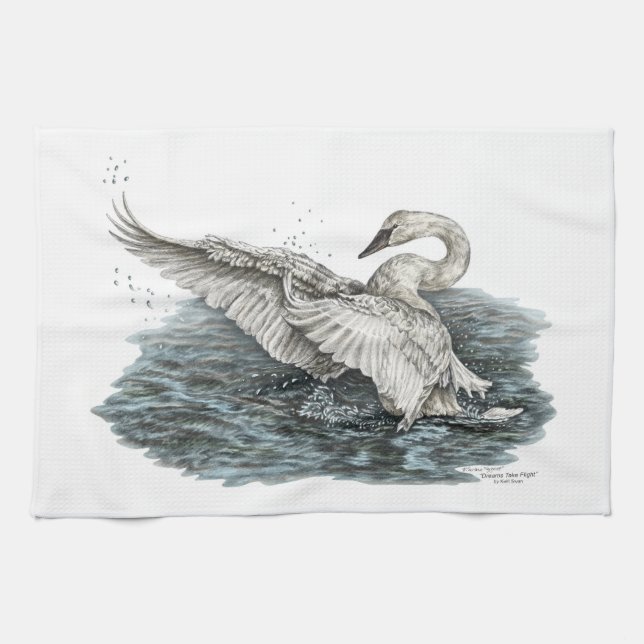 White Swan on Water Towel (Horizontal)