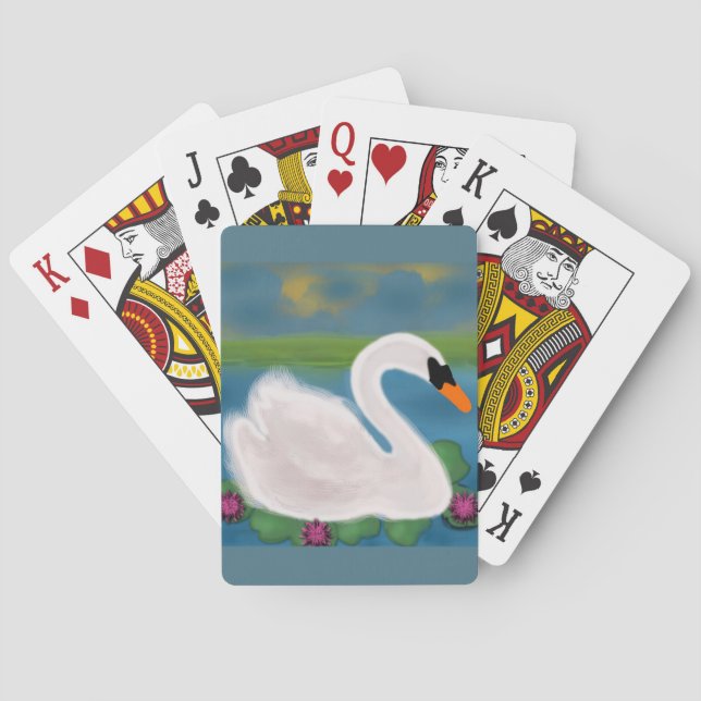 White Swan Painting Playing Cards (Back)