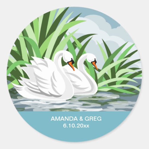 White Swan Pair Wedding Sticker