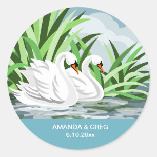 White Swan Pair Wedding Sticker