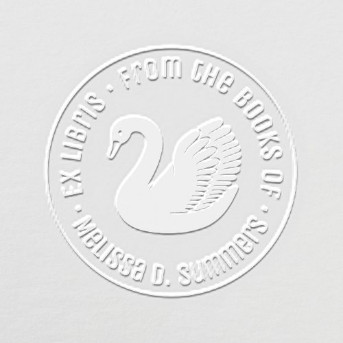 White Swan Round Bookplate Embosser