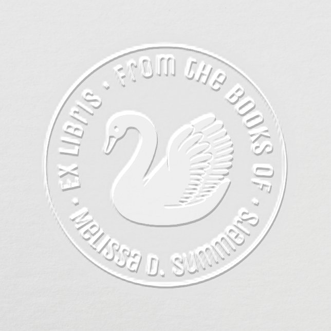 White Swan Round Bookplate Embosser (Design)