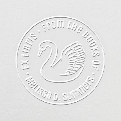 White Swan Round Bookplate Embosser