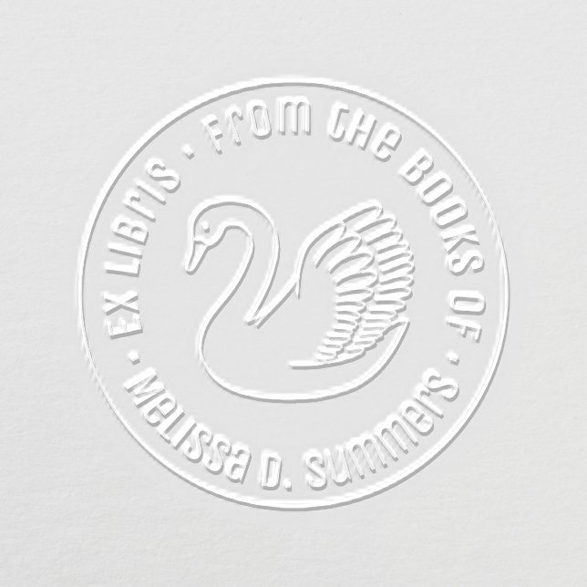 White Swan Round Bookplate Embosser (Design)