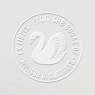 White Swan Round Bookplate V2 Embosser
