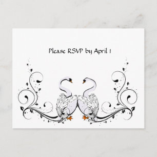 White Swan RSVP Invitation Postcard