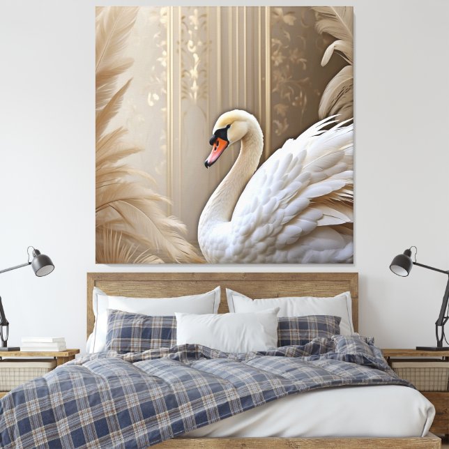 *~* White Swan SC1 Majestic Beautiful  Canvas Print (Insitu(Bedroom))