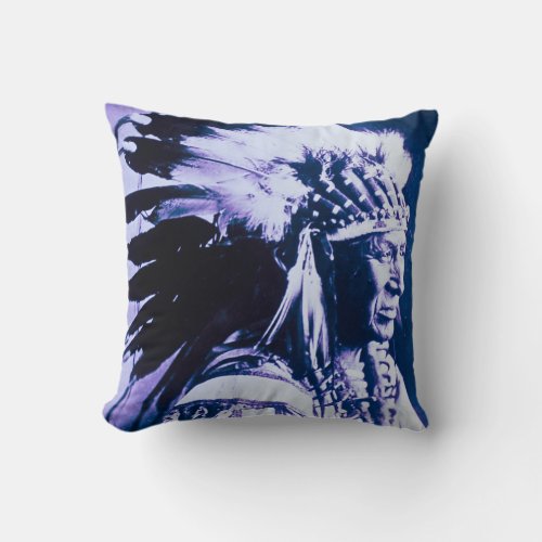 White Swan Sioux Chief Vintage Throw Pillow