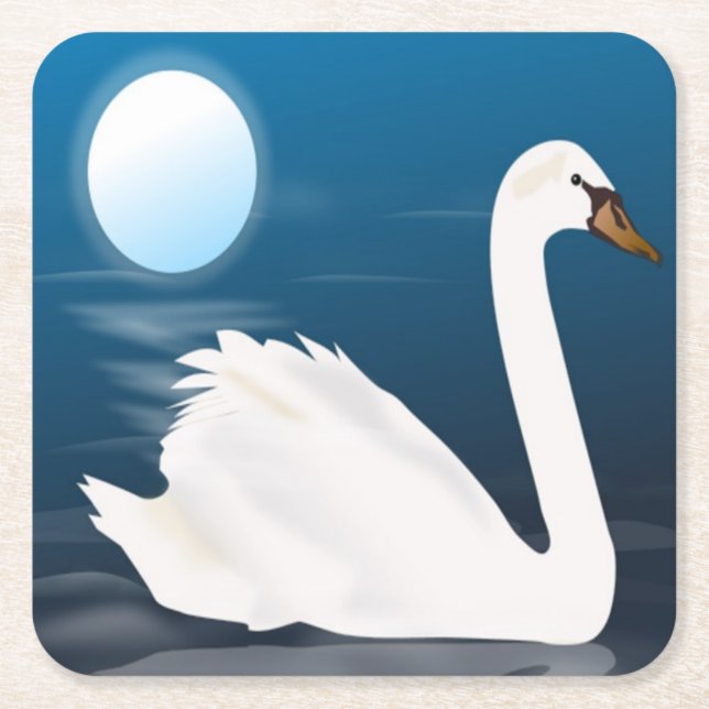 WHITE SWAN SQUARE PAPER COASTER (Front)
