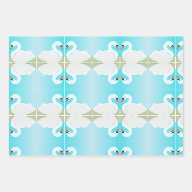 White swan = Summer day Wrapping Paper Sheets (Front)