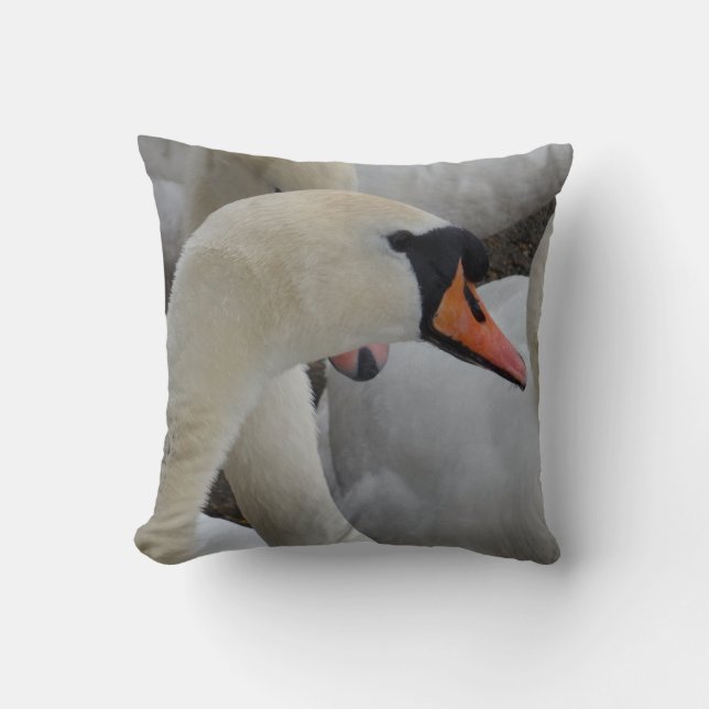White Swan Throw Pillow (Front)