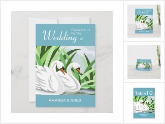 White Swan Wedding Stationary
