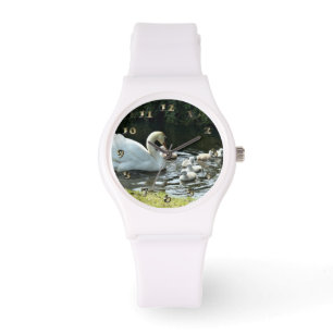 White Swan with Chicks Watch