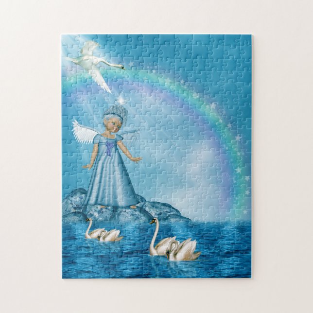 White Swans And Angel Jigsaw Puzzle (Vertical)