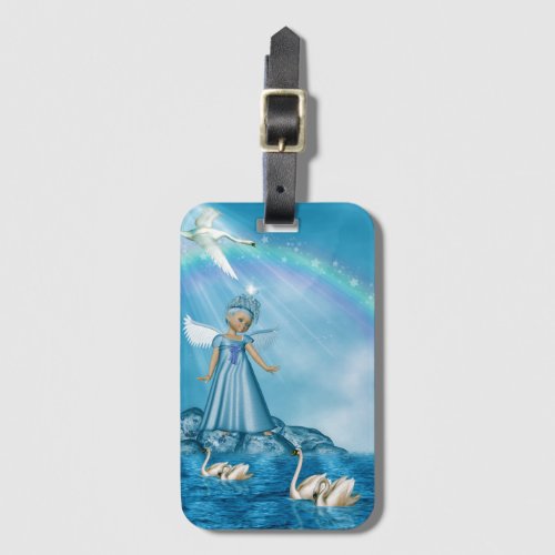 White Swans And Angel Luggage Tag