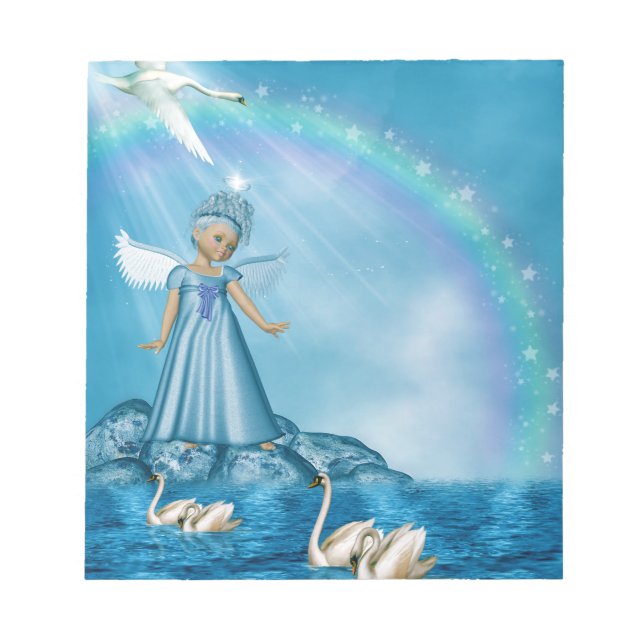 White Swans And Angel Notepad (Front)