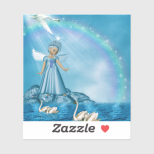 White Swans And Angel Sticker