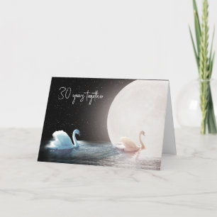 White Swans and Moon 30th Anniversary Card