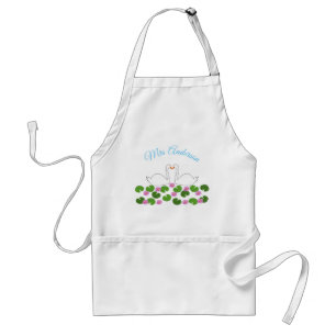 White Swans and Water lilies Wedding Custom Adult Apron