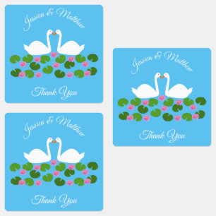 White Swans and Water lilies Wedding Custom Labels