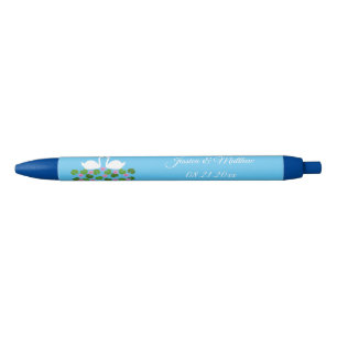 White Swans and Water lilies Wedding Custom Pen