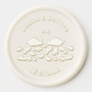 White Swans and Water lilies Wedding Custom Wax Seal Sticker
