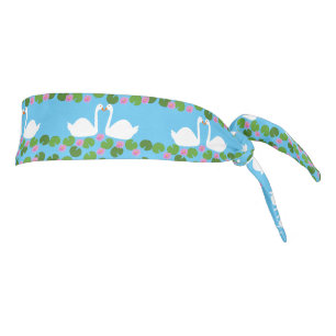 White Swans and Water lilies Wedding Patterned Tie Headband