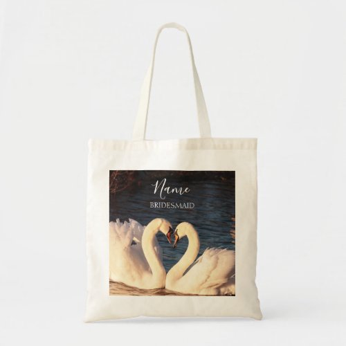 White Swans Bridesmaid Wedding Gift Tote Bag