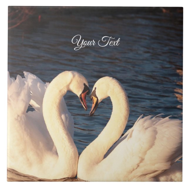 White Swans Ceramic Tile (Front)