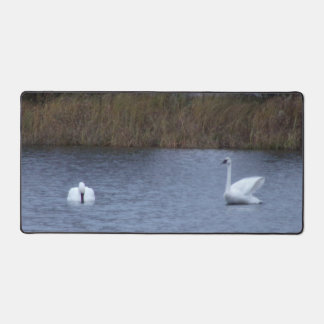 White Swans Desk Mat