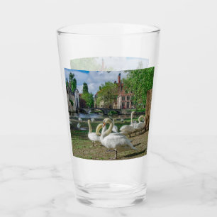 White swans in Bruges Glass