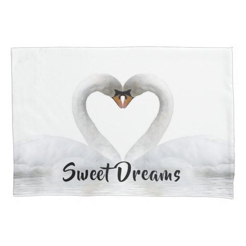 White swans in love sweet dreams pillow case