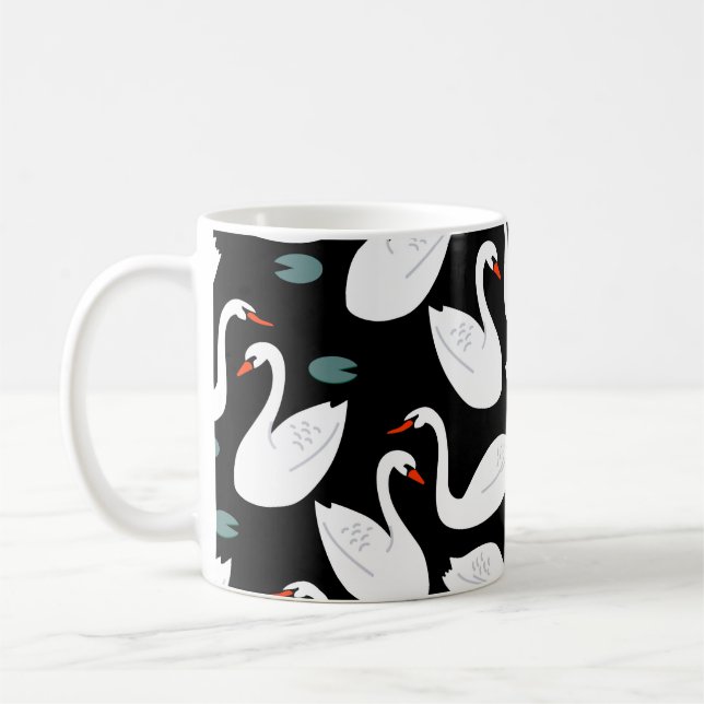 White Swans Lake Seamless Wallpaper Coffee Mug (Left)