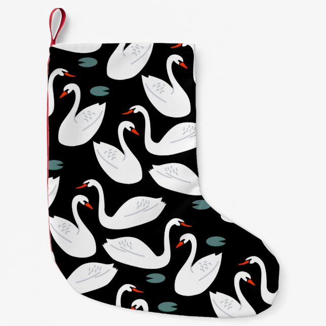 White Swans Lake Seamless Wallpaper Small Christmas Stocking (Front)