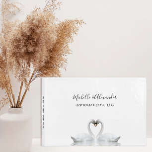 White swans love birds simple elegant wedding guest book