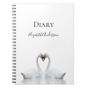 White swans love white name diary college ruled notebook