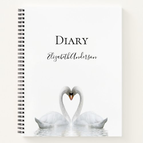 White swans love white name diary notebook