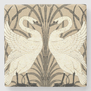 White Swans, Swans and Reeds, Walter Crane Stone Coaster