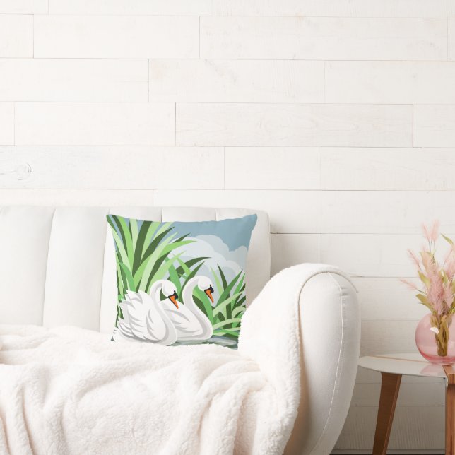 White swans throw pillow (Couch)