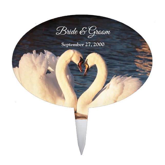 White Swans Wedding Cake Topper (Front)